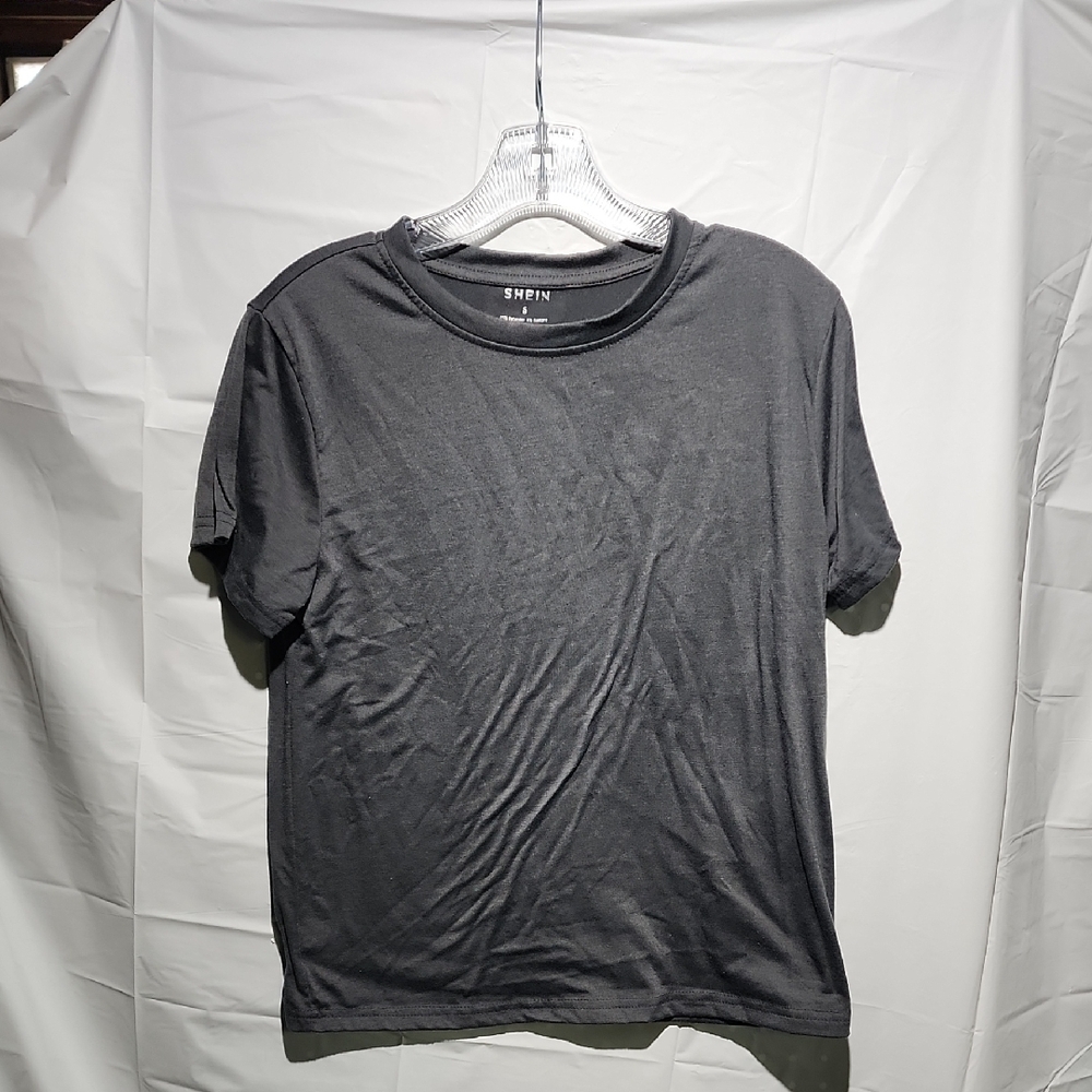 SHEIN Dark Gray Short Sleeve Crewneck T-Shirt